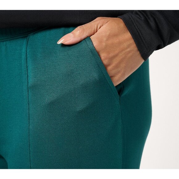 AnyBody Pet Brushed French Terry Full Length Pant Size Small Teal Lounge Comfy - Picture 3 of 9